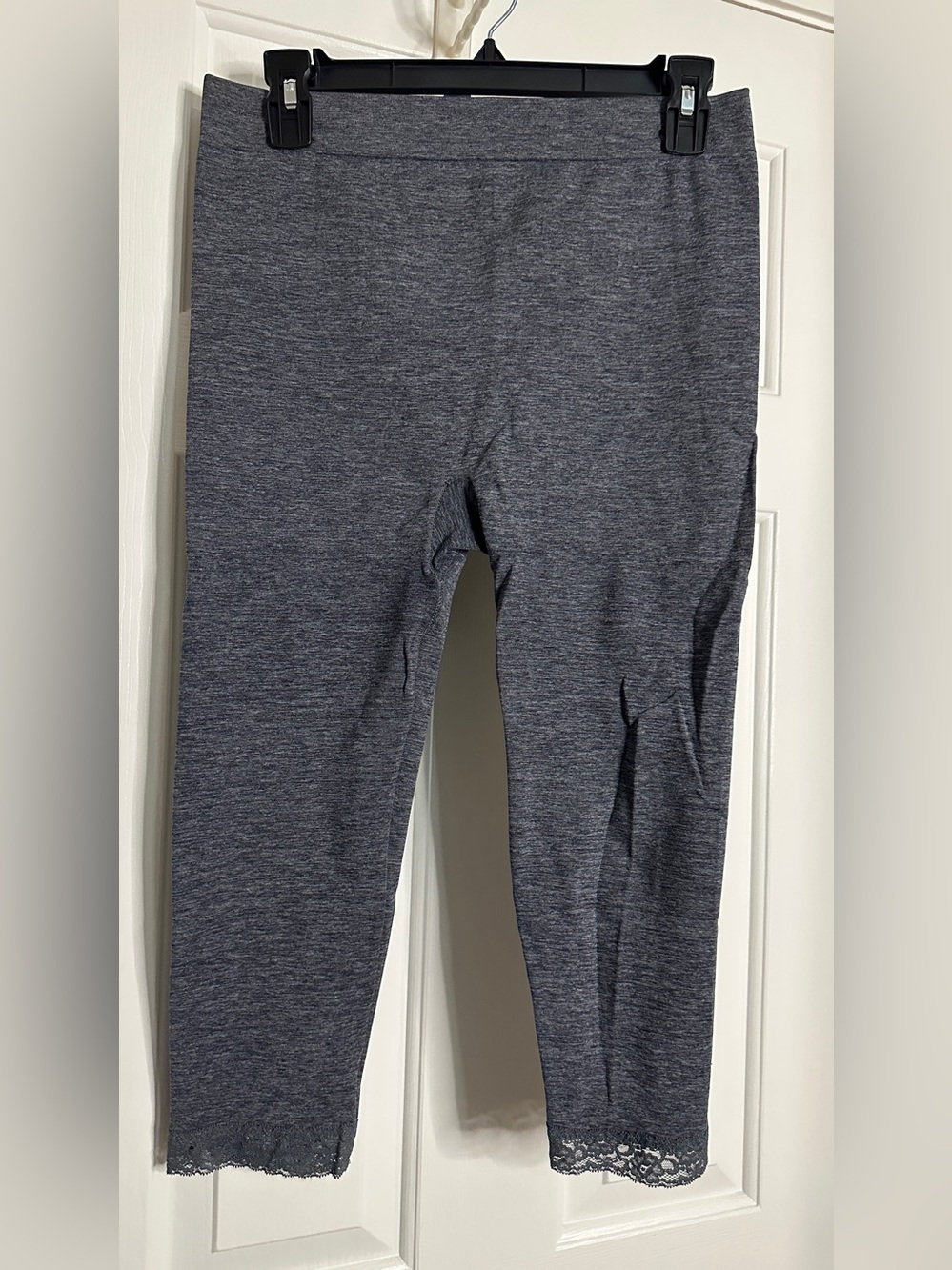 Lane Bryant Heathered Charcoal Gray Leggings with Lace Bottom XL